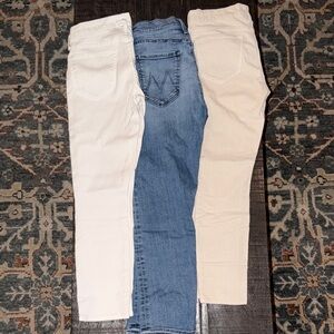 MOTHER Women's Skinny Jeans - White, Blue, and Cream